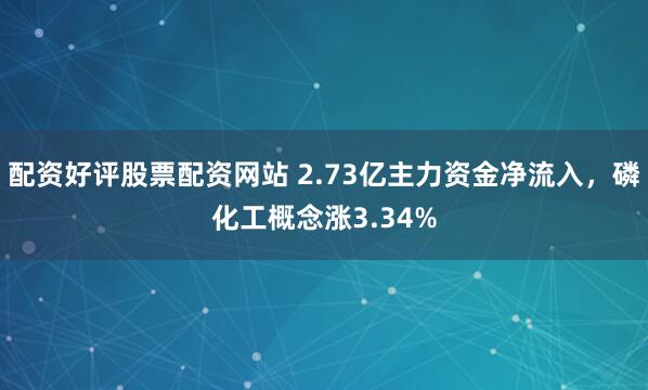 配资好评股票配资网站 2.73亿主力资金净流入，磷化工概念涨3.34%