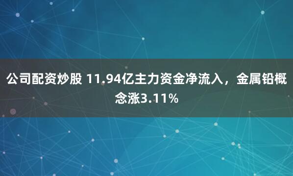 公司配资炒股 11.94亿主力资金净流入,金属铅概念涨3.11%